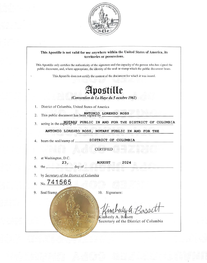 Washington DC Apostille for FBI Background Check